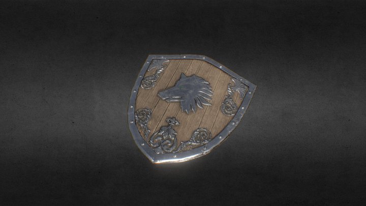 Fantasy Wolf Shield 3D Model