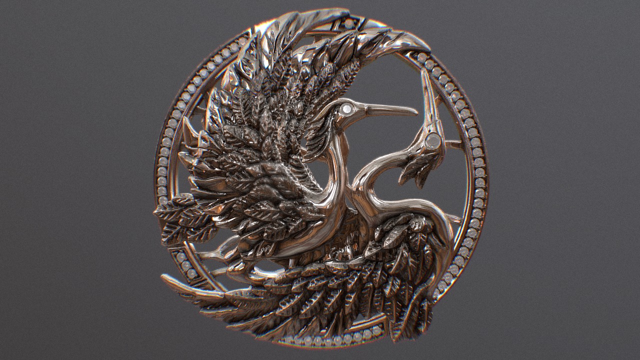 3D model pendant birds - This is a 3D model of the pendant birds. The 3D model is about a gold and silver sculpture.