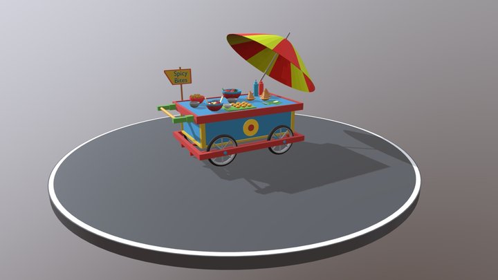 Lowpoly Street Food Cart – Stylized 3D Model 3D Model