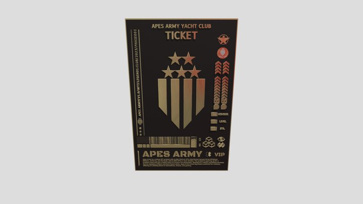 Apes Army Yacht Club ticket NFT 3D Model