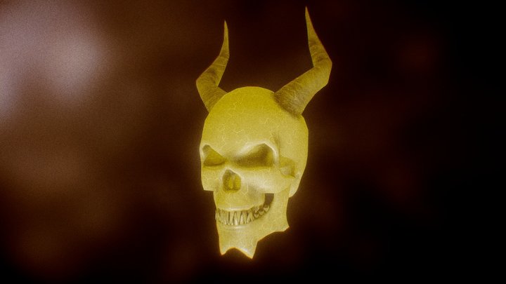 Yellow Lantern Demon Skull 3D Model