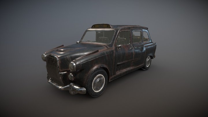 Black Cab, rusted - Atom punk London taxi 3D Model