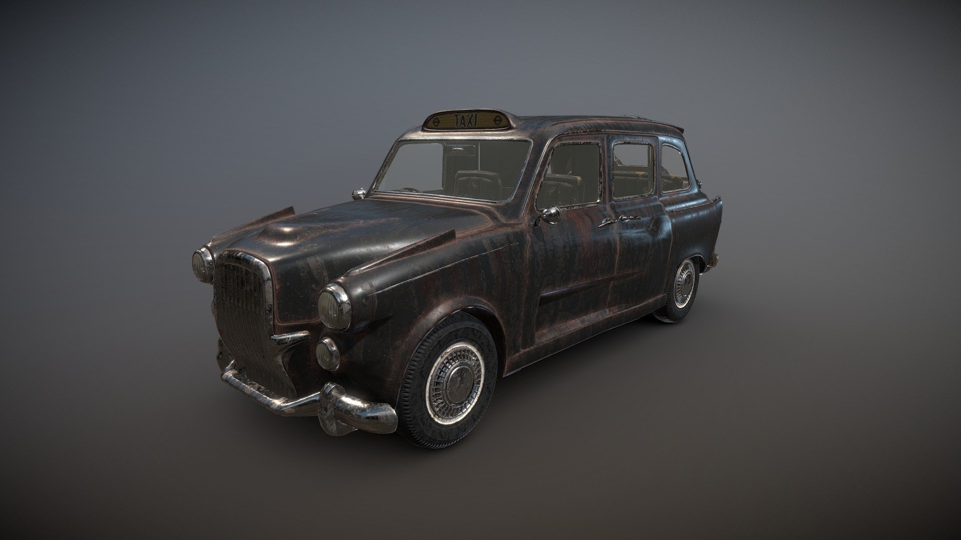 Black Cab, rusted - Atom punk London taxi - 3D model by Matthew
