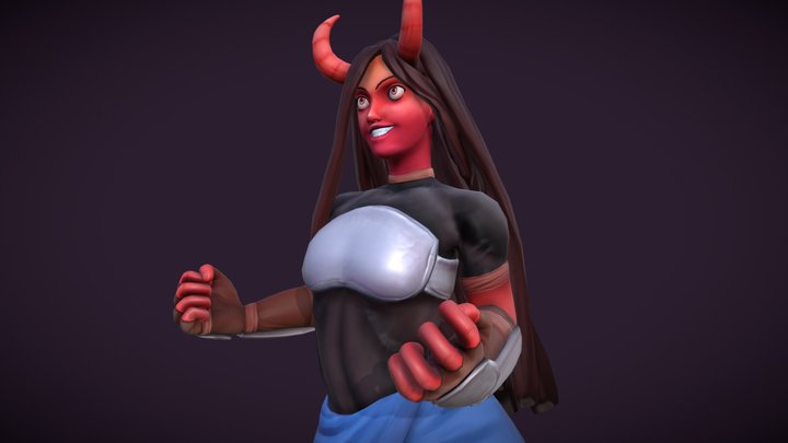 Nedra the Tiefling Fighter 3D Model