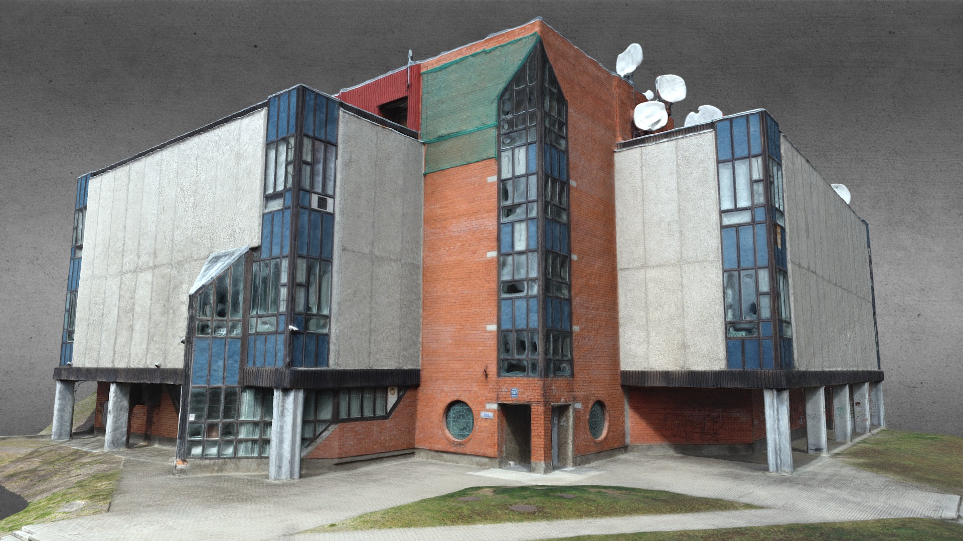3D model Big USSR Style Building - This is a 3D model of the Big USSR Style Building. The 3D model is about a building with a few windows.