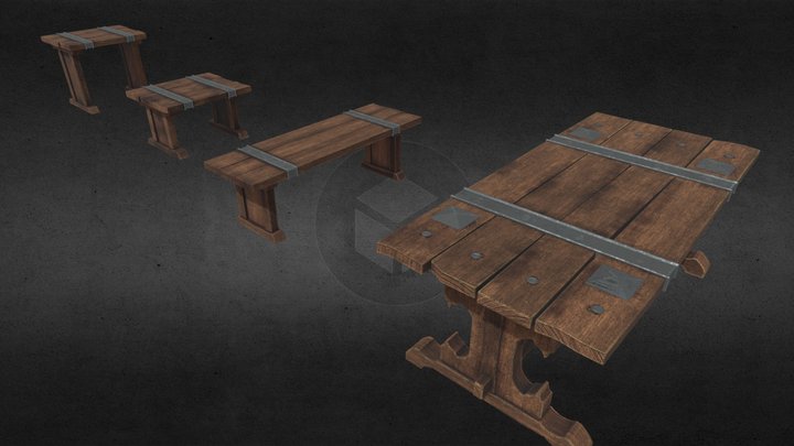 Medieval tables 3D Model
