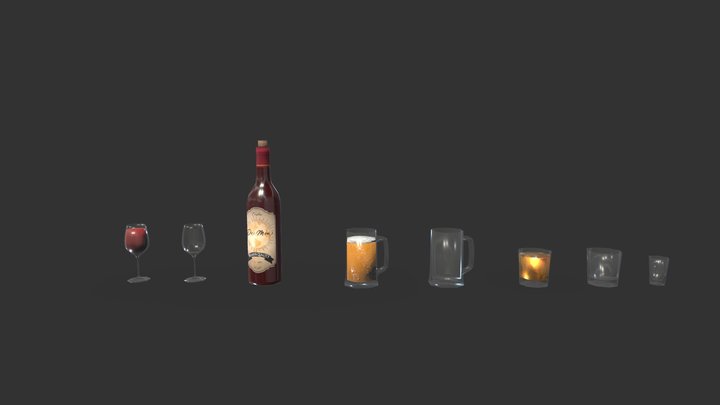 Wine bottle 3D Model