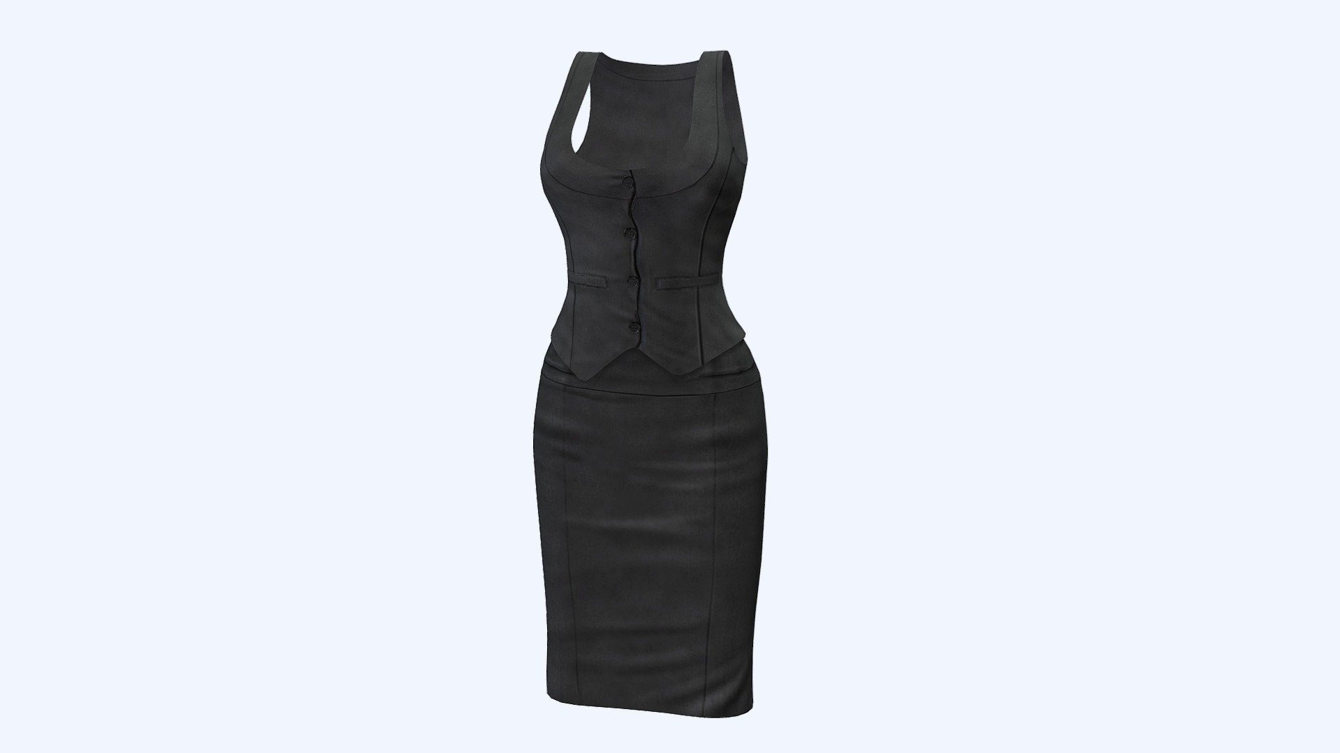 Female Pencil Skirt Vest Formal Business Outfit - Buy Royalty Free 3D ...