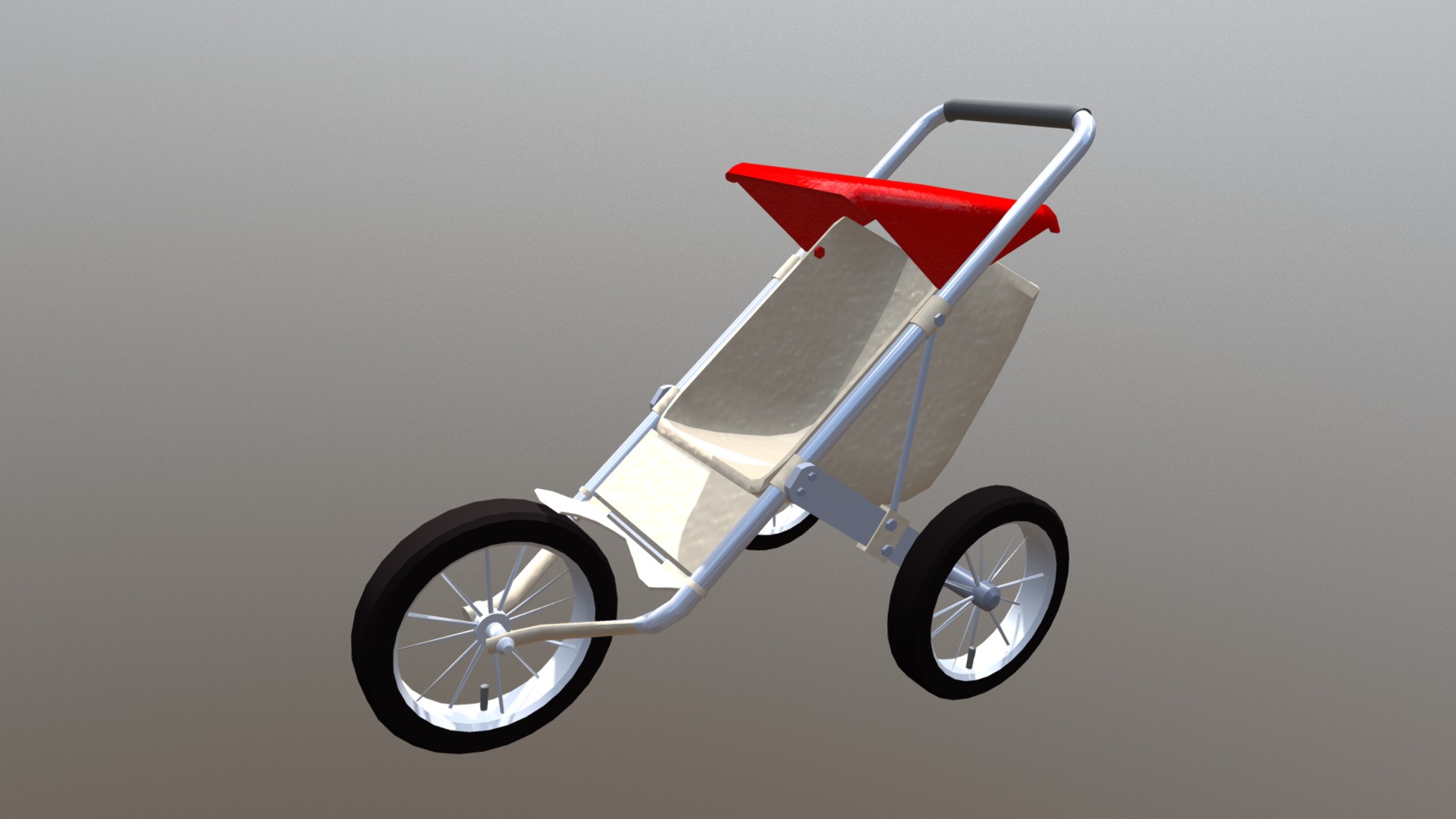 3D model Stroller 3-Wheeled - This is a 3D model of the Stroller 3-Wheeled. The 3D model is about a drone with a red and white handle.
