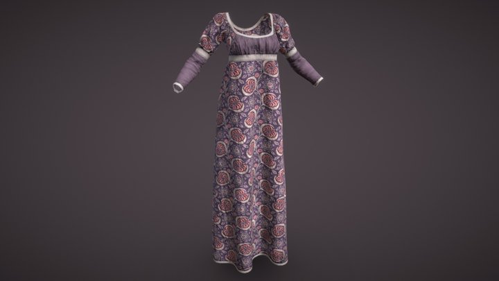 Empire long sleeve dress 3D Model