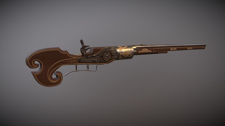 Decorated wheel lock revolving carbine 3D Model