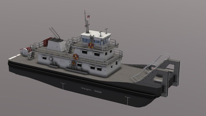 Push Boat Ferry 3D Model