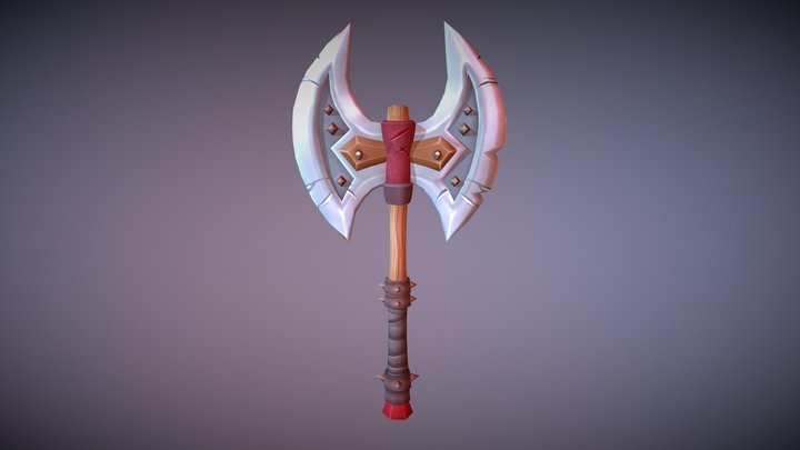 Stylized, Handpainted Axe Model 3D Model