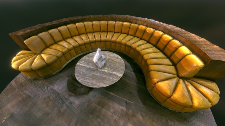 Retro Futuristic Round Couch Scan 3D Model