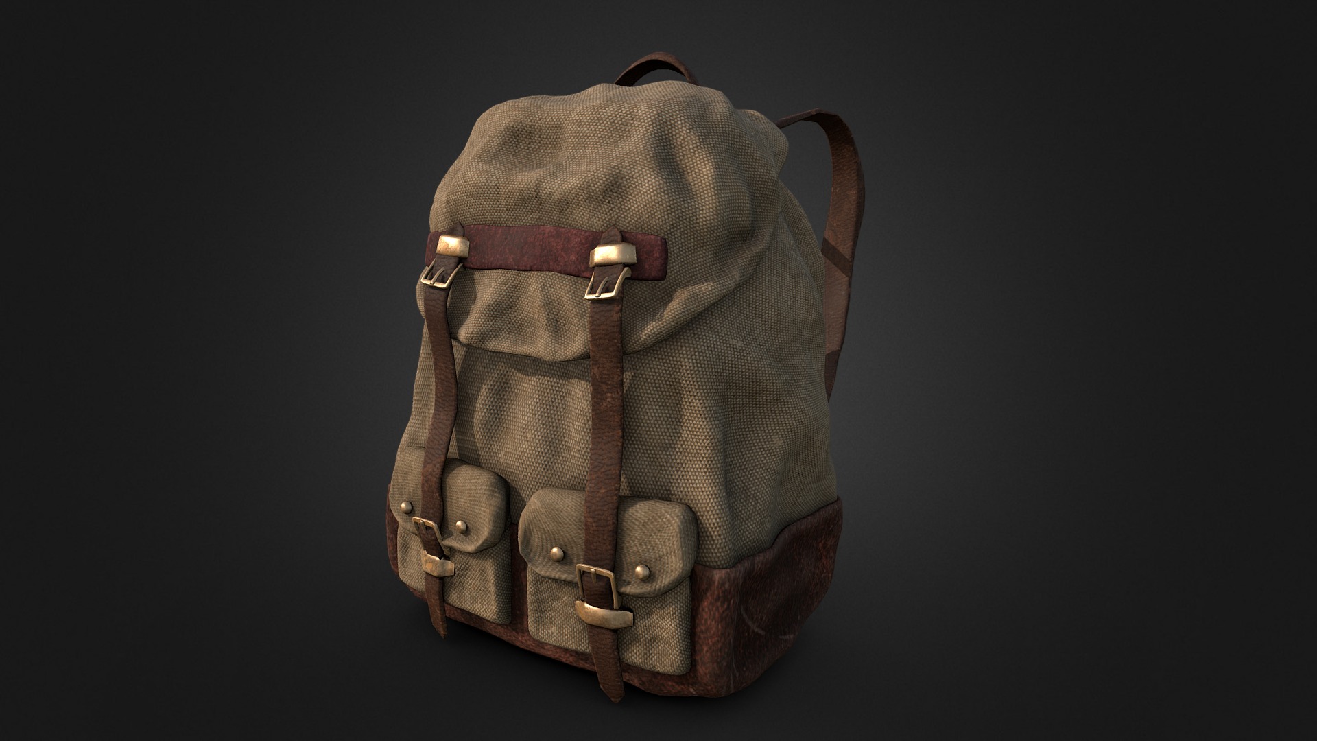 3D model Backpack 2 - This is a 3D model of the Backpack 2. The 3D model is about a brown bag with a strap.