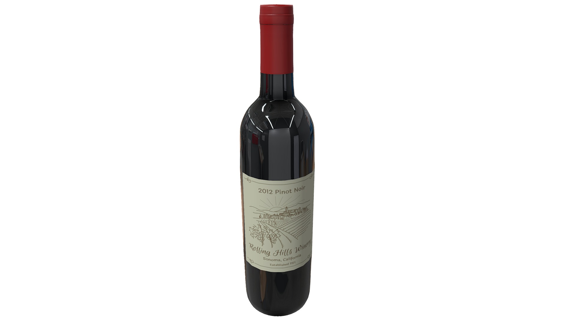 3D model Wine Bottle (Closed) - This is a 3D model of the Wine Bottle (Closed). The 3D model is about a bottle of wine.