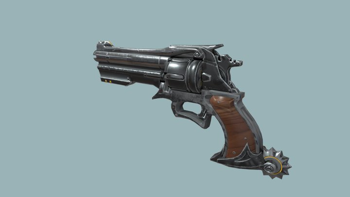 Revolver Low-poly 3D Model