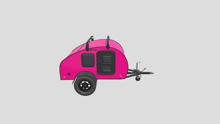3D Pink Trailer Design 3D Model