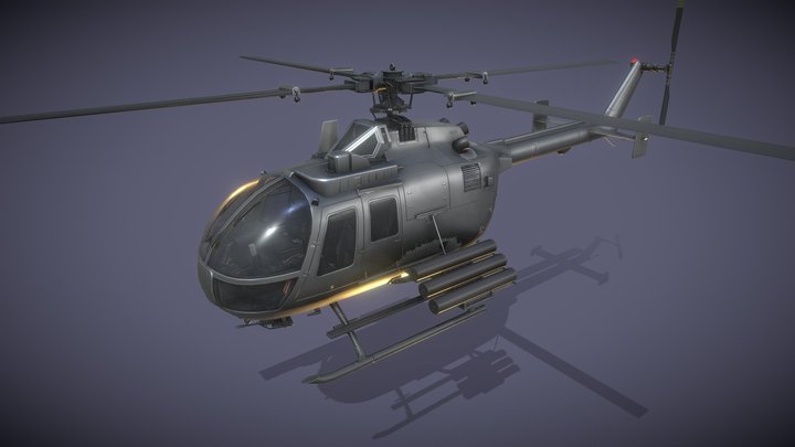 Bo 105p (German Attack Helicopter) 3D Model