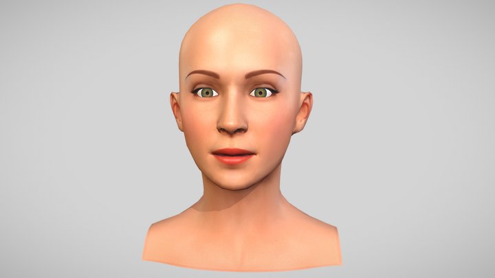 Hand-Painted Woman Head (Low Poly) 3D Model