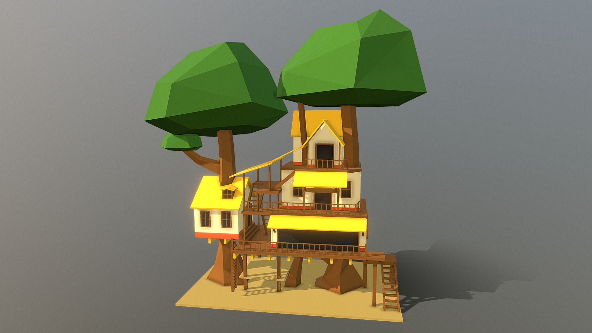 3D model HIE Tree House N2 - This is a 3D model of the HIE Tree House N2. The 3D model is about a toy house with a green roof.