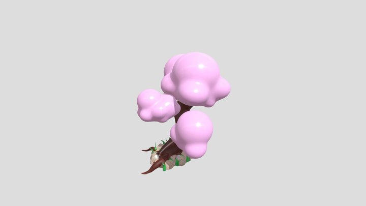 stylized pink flowering tree 3D Model