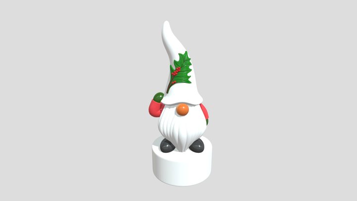 Festive Gnome with Holly Hat 3D Model