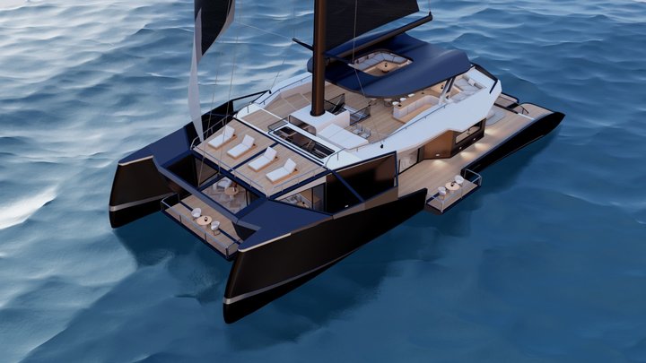 Luxury Catamaran Yacht | Metaverse | Baked 3D Model