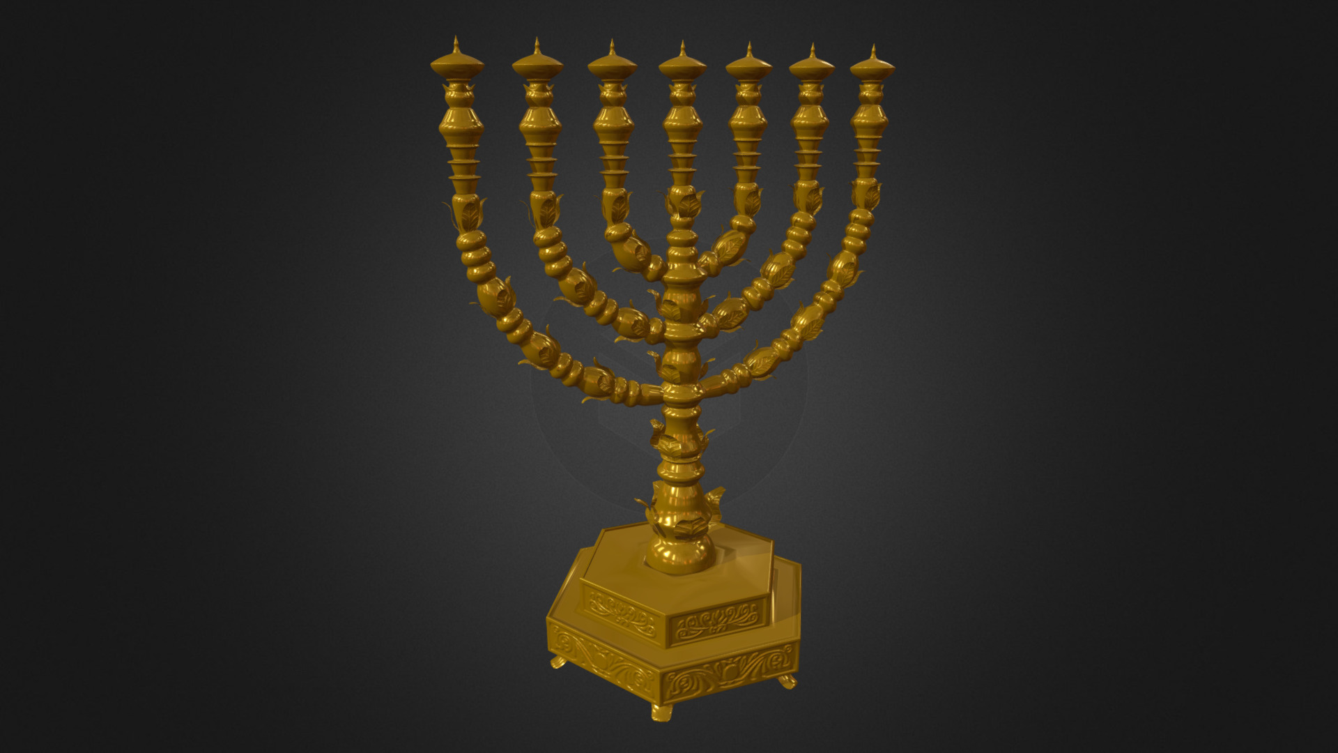 3D model Menorah - This is a 3D model of the Menorah. The 3D model is about a gold trophy with a gold top.