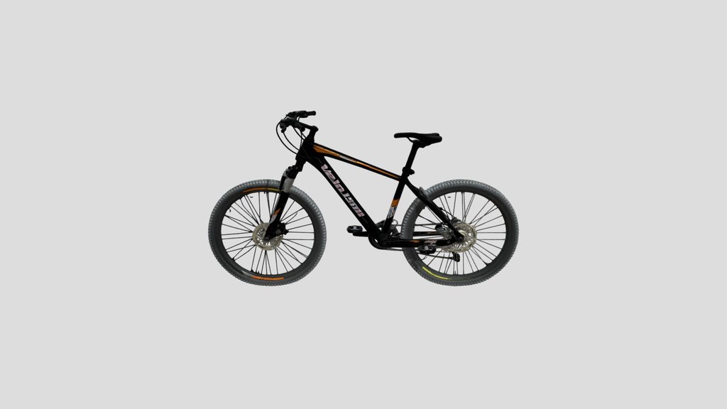 Orange-Accented Mountain Bike by a Purple Fence