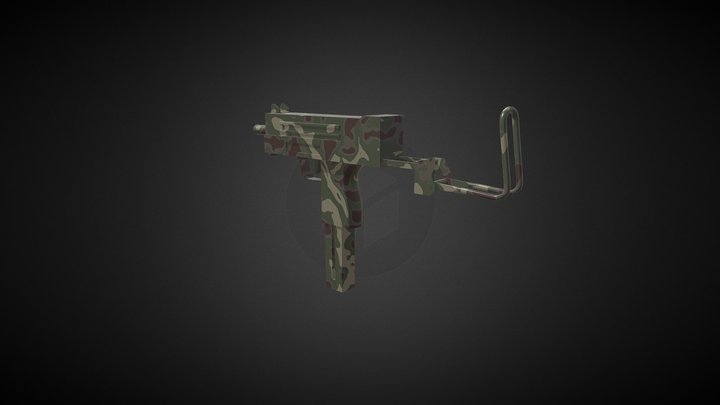 Weapone Uz Low Poly Gun Game Asset 3D Model