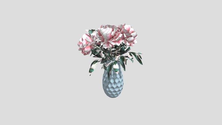 Peony Bouquet In Glass Vase