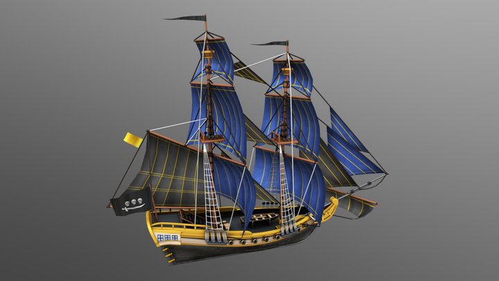 Brig ship 3D Model