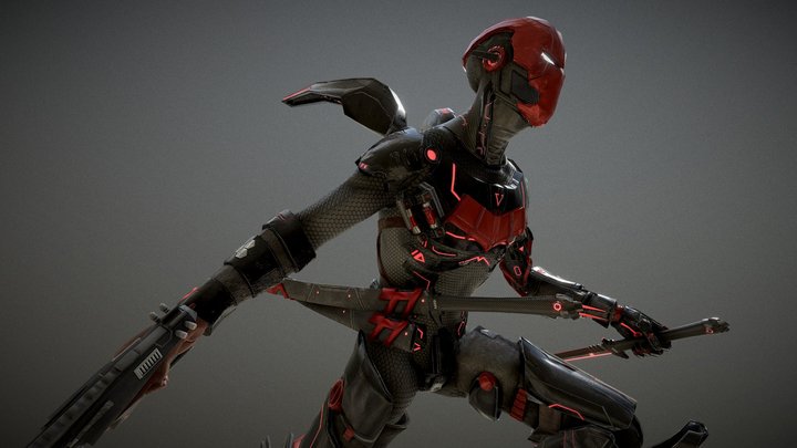 Red Hood Cyborg 3D Model
