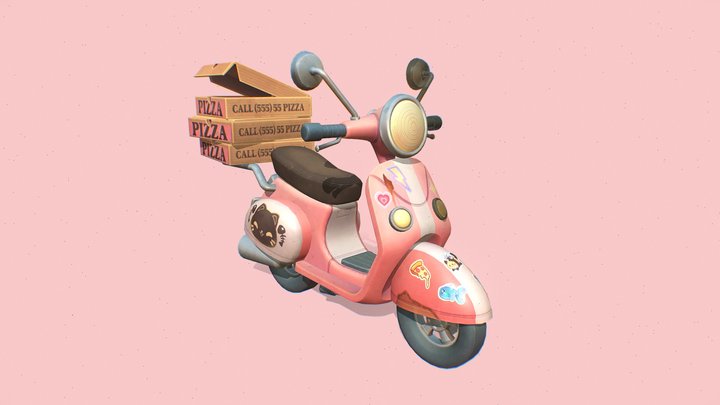 Pizza Delivery Vespa 3D Model