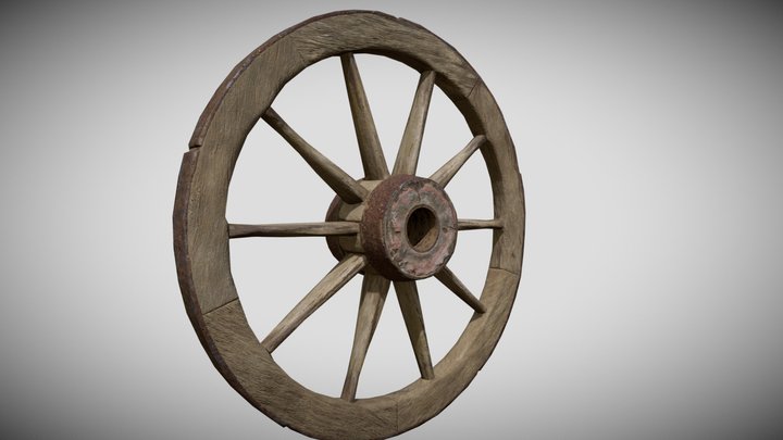 Wooden Wagon Wheel 3D Model