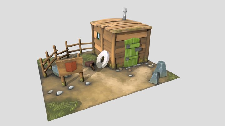 Stylized Low Poly House 3D Model