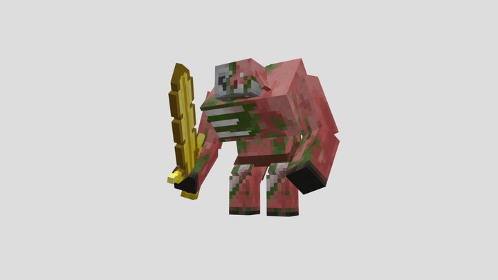 Mutant Zombiefied Piglin 3D Model