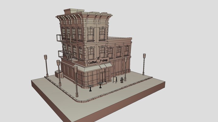 America 50s Cafe Shop 3D Model
