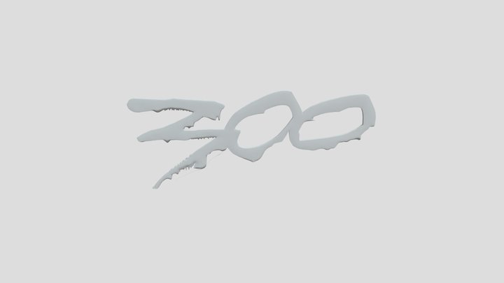 Red '300' brushstroke text 3D Model