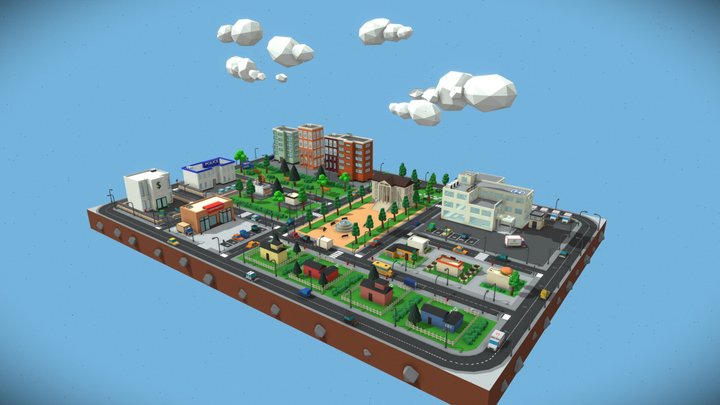 Low Poly City 3D Model