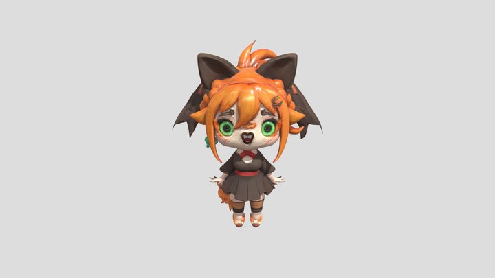 Chibi Catgirl Joy 3D Model