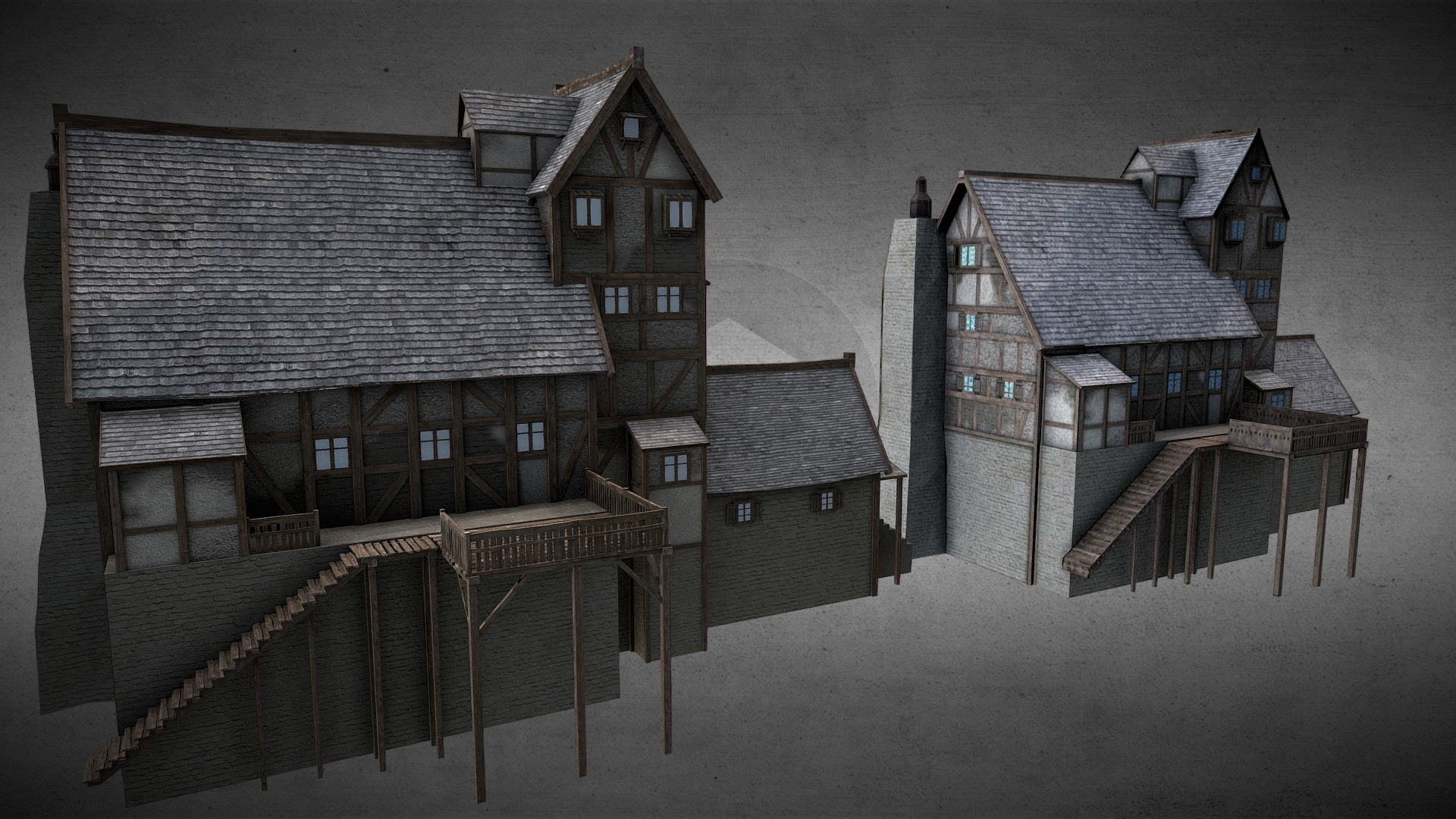 3D model Medieval: Town House6 - This is a 3D model of the Medieval: Town House6. The 3D model is about a group of houses.