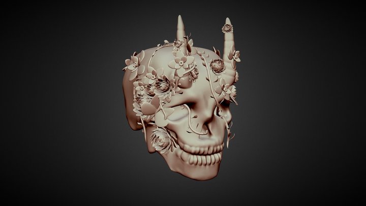 Flower Skull (for 3d printing)