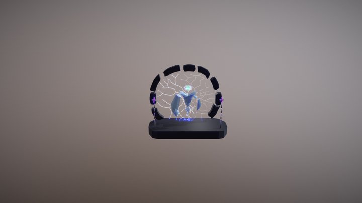Sci-Fi Robot Sentry and Portal 3D Model