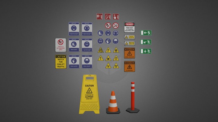 Industrial Signs Pack 3D Model