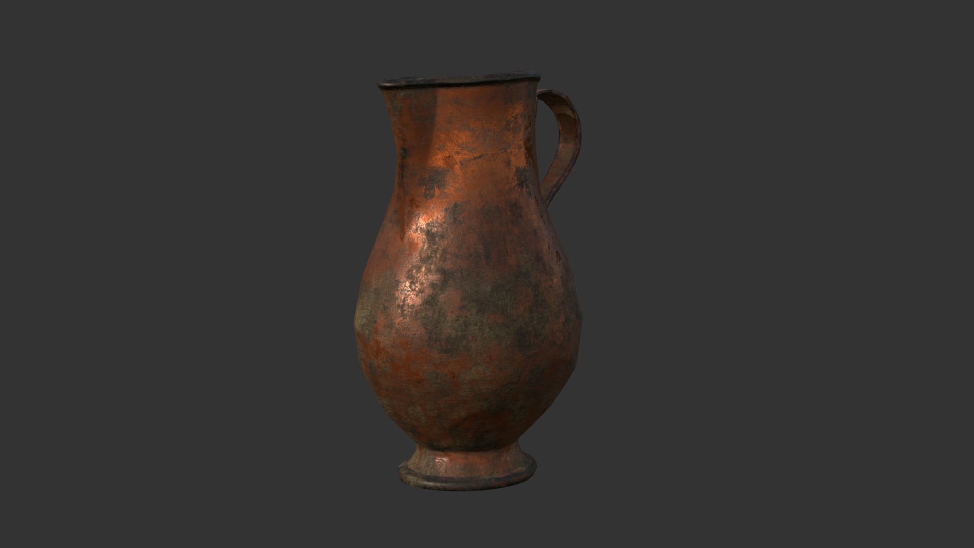 3D model old copper jug (старый медный кувшин) - This is a 3D model of the old copper jug (старый медный кувшин). The 3D model is about a brown vase with a handle.