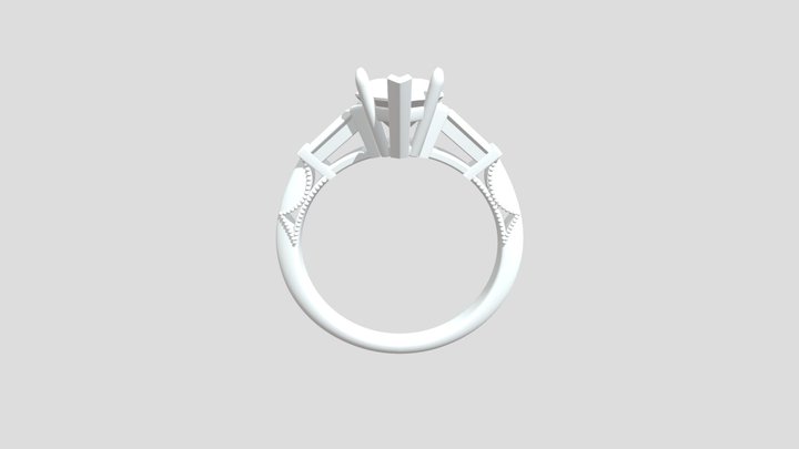 3 Stone Pear Ring 3D Model