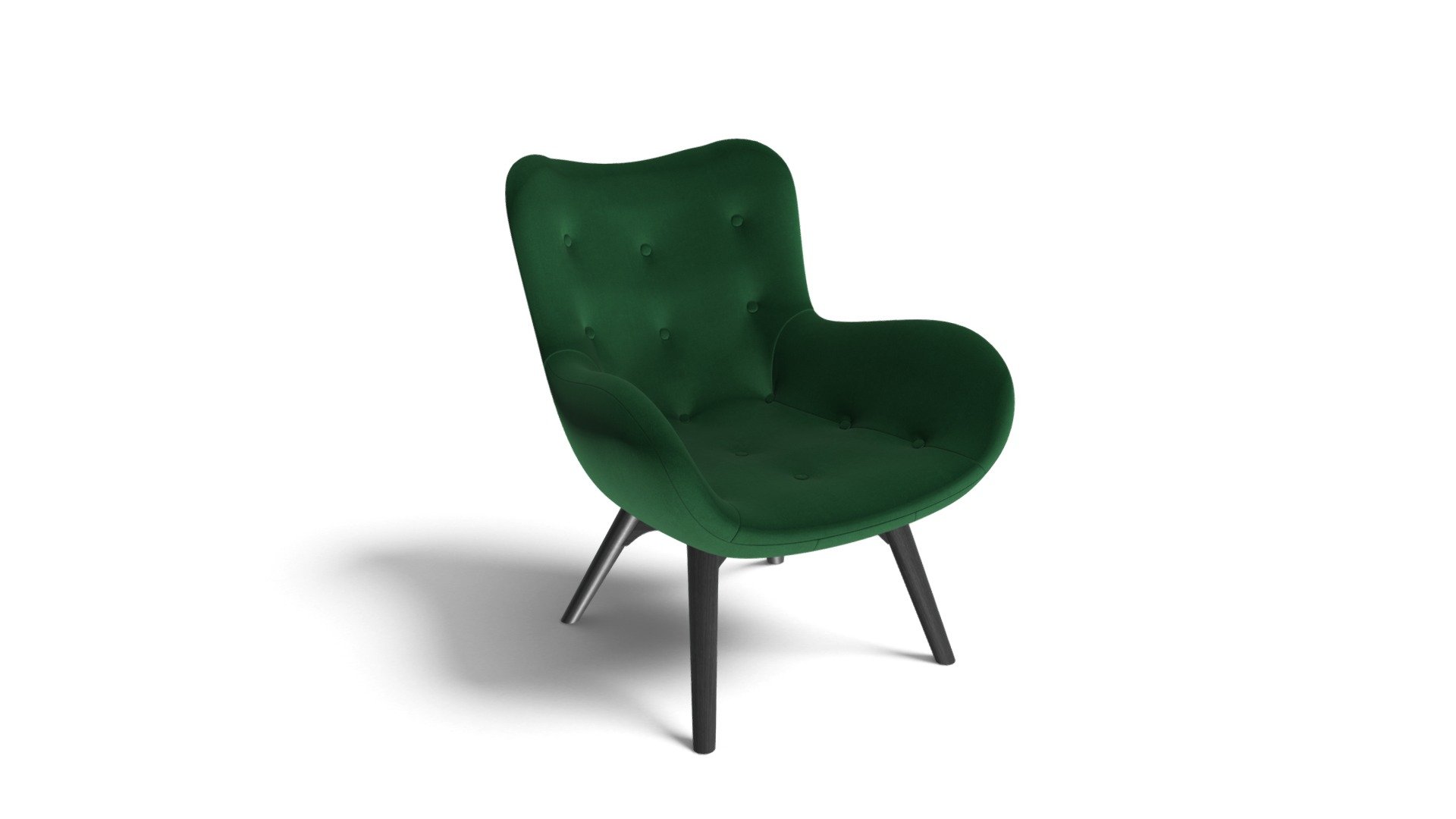 Doris Armchair, Green Velvet with Black Leg