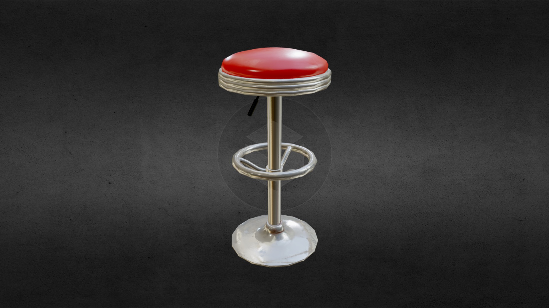 3D model 50’s soda fountain bar stool - This is a 3D model of the 50's soda fountain bar stool. The 3D model is about a small round table with a red and white top.